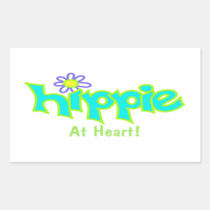 Sticker Rectangulaire Hippie à la coutume d'art de turquoise de coeur