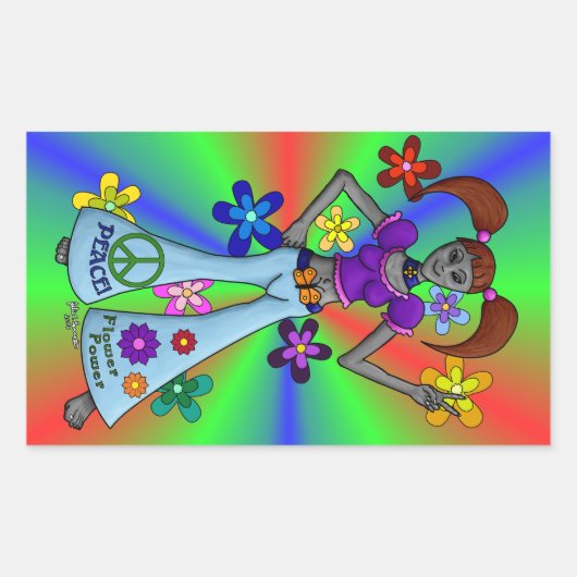 Sticker Rectangulaire Hippie Alien rectangulaire (Devant)