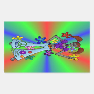 Sticker Rectangulaire Hippie Alien rectangulaire