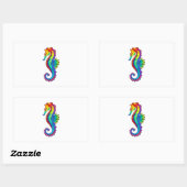 Sticker Rectangulaire Hippocampe polygonal arc-en-ciel (Feuille)