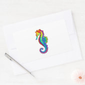 Sticker Rectangulaire Hippocampe polygonal arc-en-ciel (Enveloppe)