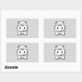Sticker Rectangulaire Hippopotame Blanc Mignon (Feuille)