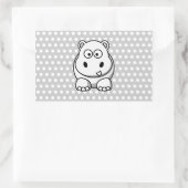 Sticker Rectangulaire Hippopotame Blanc Mignon (Sac)