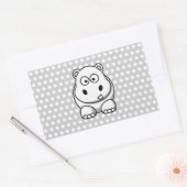Sticker Rectangulaire Hippopotame Blanc Mignon (Enveloppe)