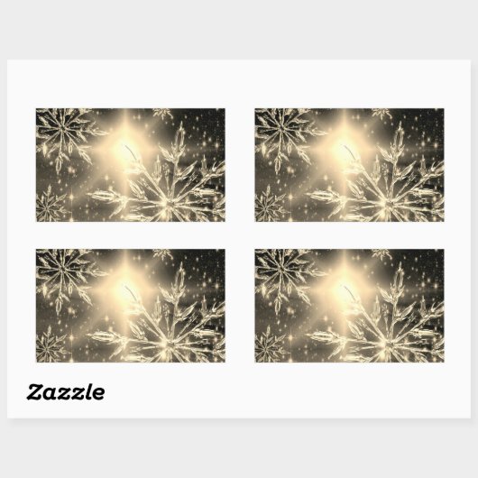 Sticker Rectangulaire Hiver blanc doré (Feuille)