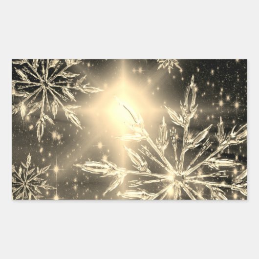 Sticker Rectangulaire Hiver blanc doré (Devant)
