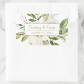 Sticker Rectangulaire Hiver Blanc Floral Mariage Monogramme (Sac)
