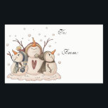 Sticker Rectangulaire Hiver primitif de Christmas Snowman Rustic<br><div class="desc">Snowman flocon de neige rustique pays hiver primitif cadeau de Noël étiquettes. Modifiez l'arrière - plan de couleur et personnalisez si vous le souhaitez. Cliquez simplement sur le bouton "Personnaliser". Ajoutez d'autres articles de papeterie,  chambre,  salle de bain,  cuisine et décor maison assortis. Copyright © Trina Clark</div>