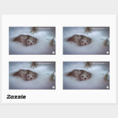 Sticker Rectangulaire Hiver - Weasel à queue courte (Feuille)