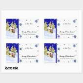 Sticker Rectangulaire Hivernal Whimsy mignonne bébé pingouin dans l'étoi (Feuille)