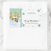 Sticker Rectangulaire Hivernal Whimsy mignonne bébé pingouin dans l'étoi (Sac)