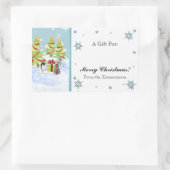 Sticker Rectangulaire Hivernal Whimsy mignonne bébé pingouin dans l'étoi (Sac)