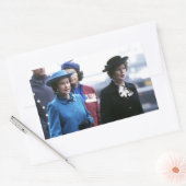 Sticker Rectangulaire HM Queen Elizabeth II-Margaret Thatcher (Enveloppe)