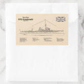 Sticker Rectangulaire HMS Dreadnoud - Plan directeur des navires SD (Sac)