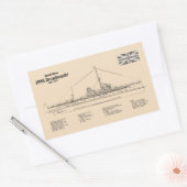 Sticker Rectangulaire HMS Dreadnoud - Plan directeur des navires SD (Enveloppe)