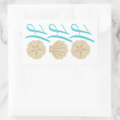 Sticker Rectangulaire Ho Ho Ho Beach Dollar et Shell de sable de Noël (Sac)