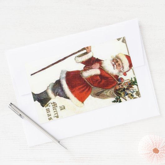 Sticker Rectangulaire Ho Ho Ho Santa Claus (Enveloppe)