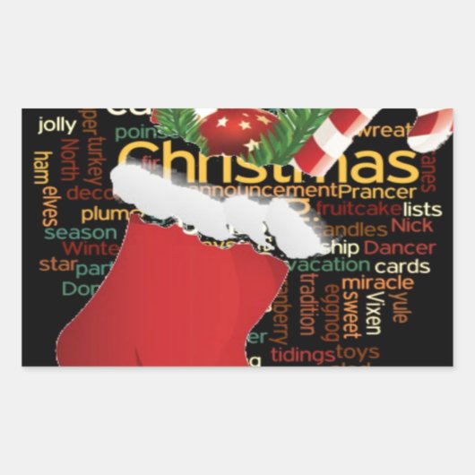 Sticker Rectangulaire HoHo ! Merry Christmas TOXITS et Happy New Year (Devant)