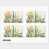 Sticker Rectangulaire Hokusai grasshopper et iris Japon (Feuille)