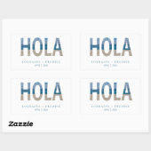 Sticker Rectangulaire Hola Welcome Mexico Beach Photo Mariage (Feuille)