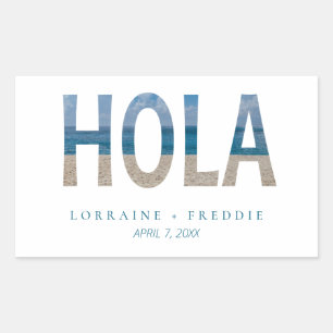 Sticker Rectangulaire Hola Welcome Mexico Beach Photo Mariage