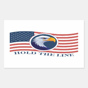 Sticker Rectangulaire Hold The Line, American Flag et Eagle