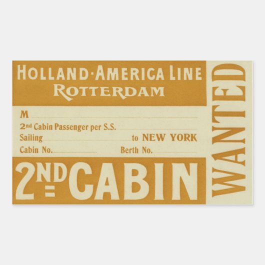 Sticker Rectangulaire Holland America Line Rotterdam (Devant)