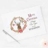 Sticker Rectangulaire Holly Wreath Red Bow Reindee Noël (Enveloppe)
