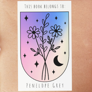 Sticker Rectangulaire Hologramme céleste de l'arc floral Pastel Plaque d