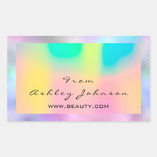 Sticker Rectangulaire Hologramme de maquillage de clous de l'arc en ciel