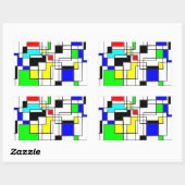 Sticker Rectangulaire Hommage Random Carré À Mondrian (Feuille)