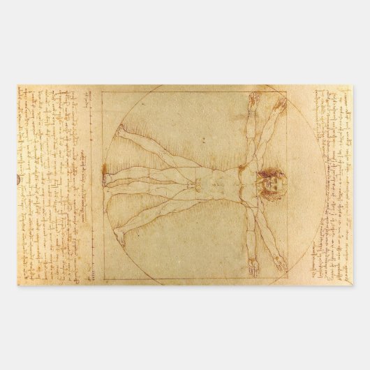 Sticker Rectangulaire Homme vitruvien par Leonardo Da Vinci (Devant)