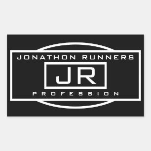 Sticker Rectangulaire Hommes Sporty Géométrique Noir & Blanc