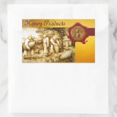 STICKER RECTANGULAIRE HONEY BEE, BEEKEEPER RED WAX SEAL (Sac)