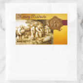 STICKER RECTANGULAIRE HONEY BEE, SCEAU DE CIRE BROWN (Sac)