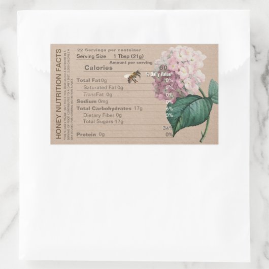 Sticker Rectangulaire Honey Nutrition Fiches Hydrangea Honeybee Kraft (Sac)