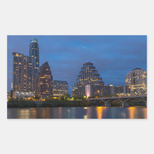 Sticker Rectangulaire Horizon de la ville reflété dans le lac Lady Bird