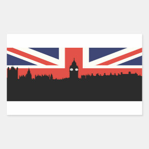 Sticker Rectangulaire Horizon   de Londres le drapeau britannique