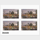 Sticker Rectangulaire Horizon financier de Miami au crépuscule (Feuille)