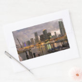 Sticker Rectangulaire Horizon financier de Miami au crépuscule (Enveloppe)