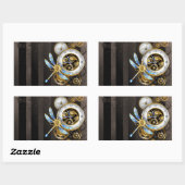 Sticker Rectangulaire Horloge à vapeur avec libellule mécanique (Feuille)
