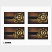 Sticker Rectangulaire Horloge Steampunk avec des engrenages anciens (Feuille)