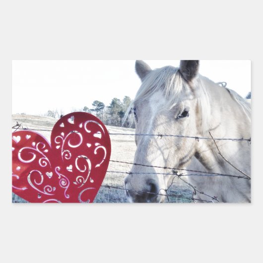Sticker Rectangulaire HORSE coeur Valentine (Devant)