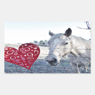 Sticker Rectangulaire HORSE coeur Valentine