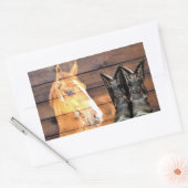 Sticker Rectangulaire Horse Cowboy Boots Rustic Barque (Enveloppe)