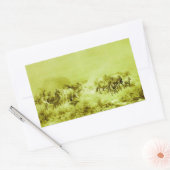 Sticker Rectangulaire HORSES GRAZER, Olive Green antique (Enveloppe)