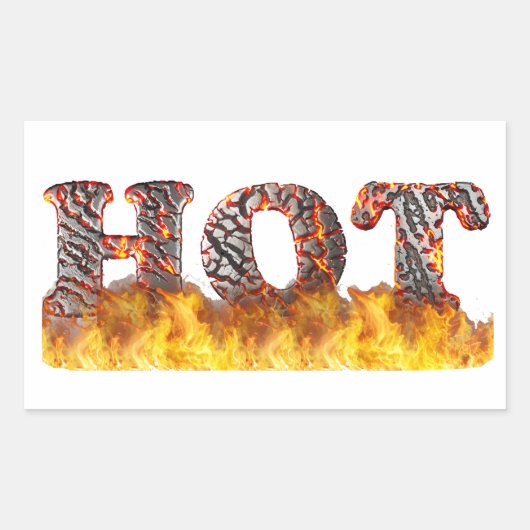 Sticker Rectangulaire HOT - letters in fire and molten lava (Devant)
