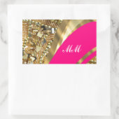 Sticker Rectangulaire Hot pink & gold bling (Sac)