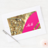 Sticker Rectangulaire Hot pink & gold bling (Enveloppe)
