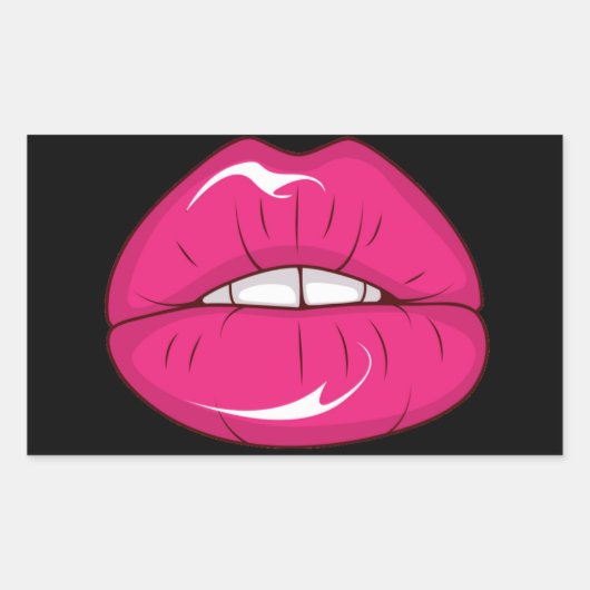 Sticker Rectangulaire Hot Rose Lips - A Kiss and a Smile! (Devant)